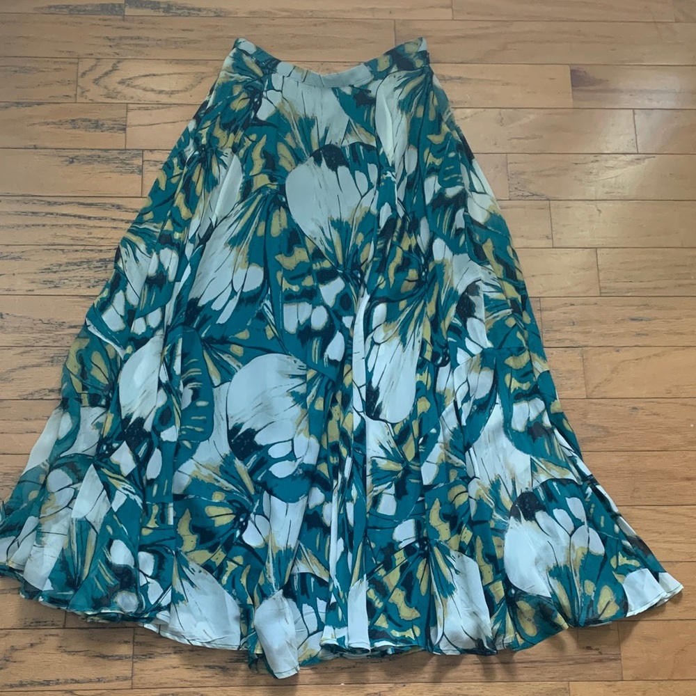 EUC Anthropologie Teal and White Maxi Skirt